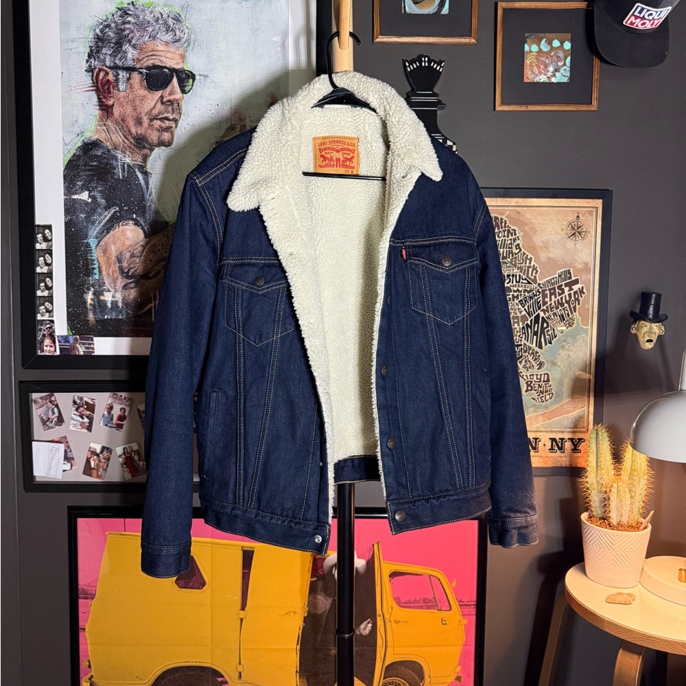 Levi's Men's Denim Sherpa Jacket M- Blue